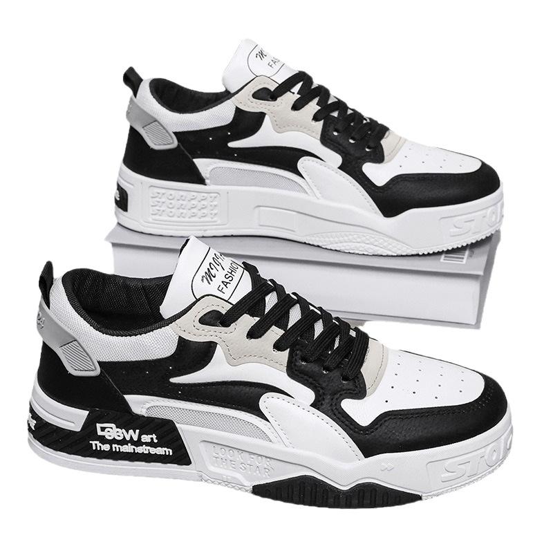 Herrenschuhe neu Sommer atmungsaktiv schwarz und weiß Panda Board Schuhe Herren Casual Sport dicksohlig rutschfest bequeme Schuhe