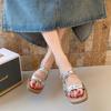2788-10 Korean Version of Bow Beach Cool Slippers Women's Summer Wear 2025 Summer Wear French Square Toe