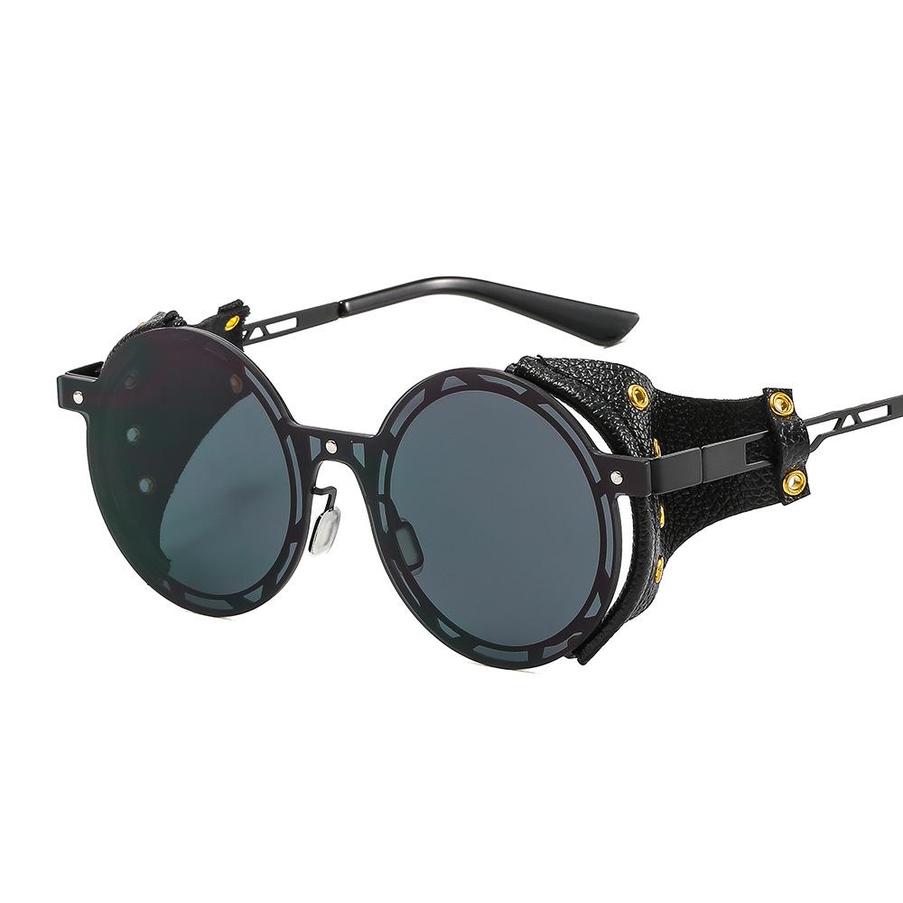 Otu Steampunk Unisex Round Frame Avant-garde Sunglasses 6308