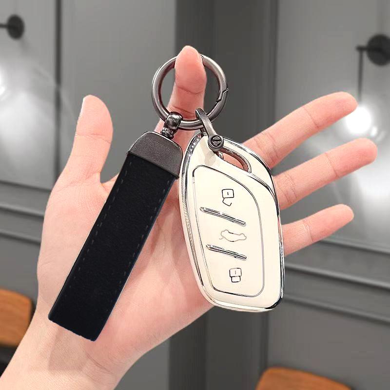 Silver Edge Shell Holder Keyless For Roewe Erx5 Rx5 I6 I5 Rx3 Rx8 For Mg 4 Mg5 Mg6 Mg Zs Ev Hs Ehs Zx Gt Tpu Car Key Case Cover