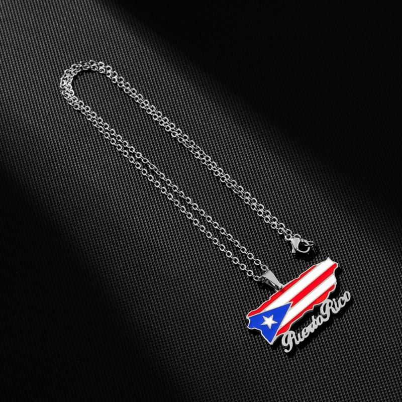 Versatile Puerto Rico Flag Pendant Necklace Puerto Rico Culture Necklace Fashion Jewelry Suitable for Various Occasion