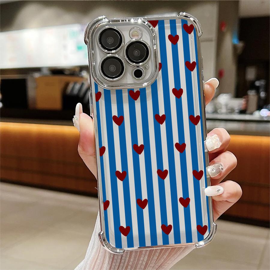 Phone Cover Case for Apple iPhone 17 Pro Max 15 11 12 Plus Air 16e 13 16 Pro 14 Stripe Love Heart
