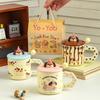 Creative Puppy Ceramic Cup with Lid Spoon for Home Office Couple Water Cup High Value Souvenir Gift Mug