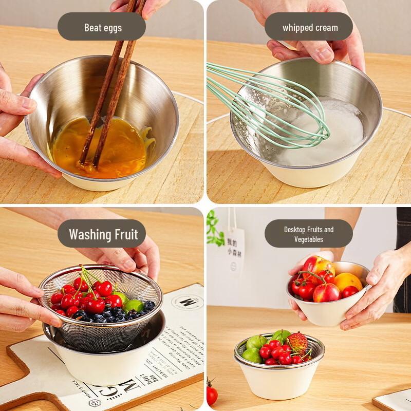 Zhishi Stainless Steel Multi-functional Strainer Bowl Set