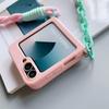 With Crossbody Lanyard Strap Slim Phone Case For Samsung Galaxy Z Flip 4 5 6 7 Fe Flip6 Flip5 Flip7 Cute Candy Protective Cover