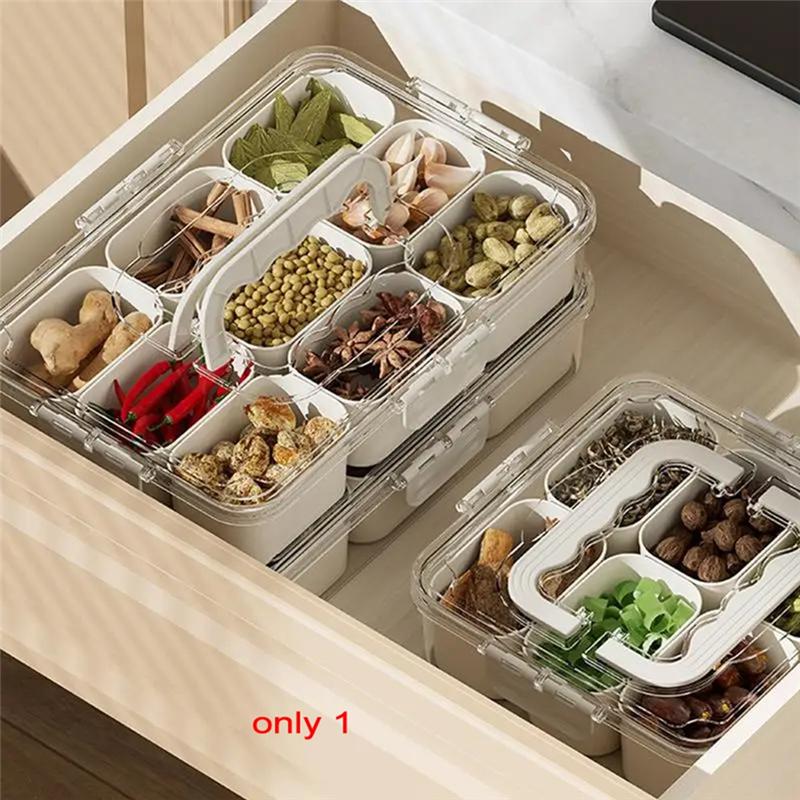 Grids Divided Serving Tray Storage Box Portable Sub-Format Seasoning Separator Box Fresh-Keeping Snack Fruits Food Box