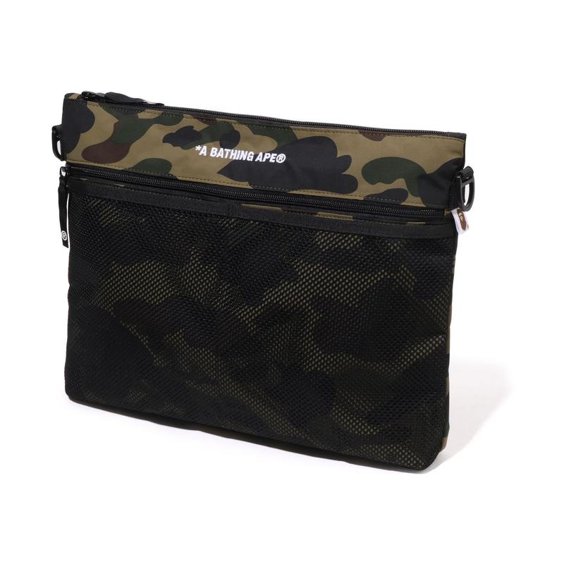 A Bathing Ape Camouflage Pattern Fashion Simple Fabric Crossbody Bag Men bags Green Yellow 0ZXBGM003901P