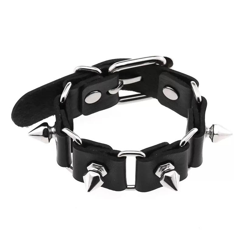 Fashion Spike Bracelet Punk Faux Leather Bracelets Goth Girl Bangle Studded Rock Wristband For Women Men Jewelry