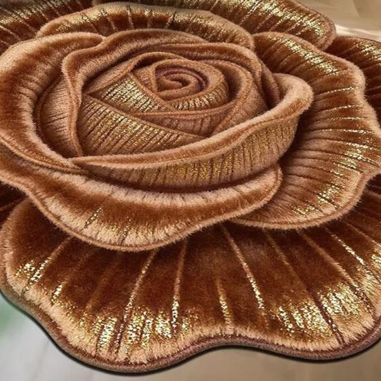 3D Flower Area Rug Absorbent Quick Dry Irregular Plush Floral Floor Mat Washable Non-slip Living Room Bedroom Bathroom Kitchen Decoration Carpet