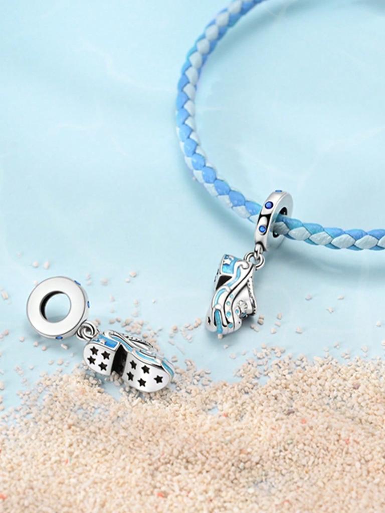 Charms Plata Blue Ocean Beads Charm Copper Plated Fit Charms Copperoriginal Bracelet For Jewelry Making Diy Charm