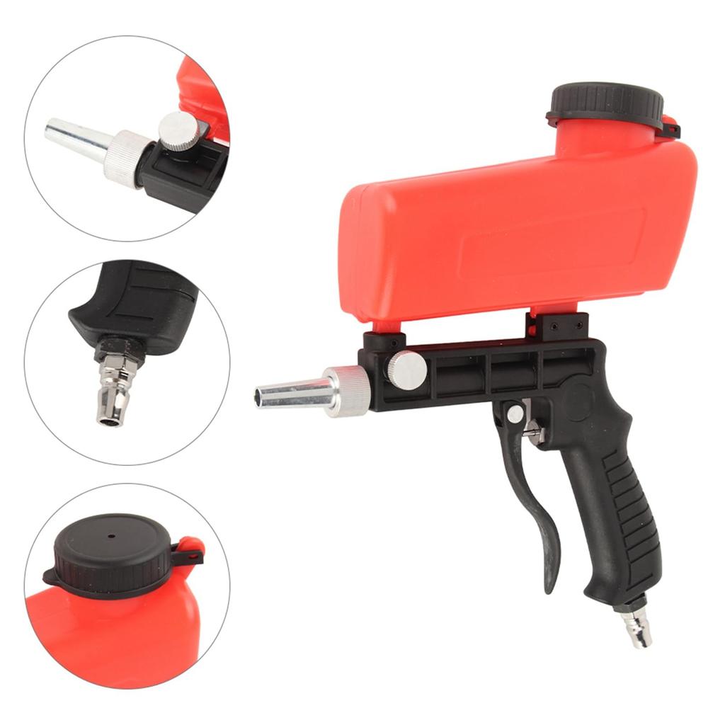 Mini, Lightweight Sandblaster Tool for Spray Polishing, Deburring, Rust Removal, and Detail Trimming, All-Aluminum, Pneumatic, Handheld