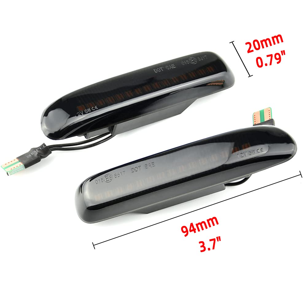 2Pcs Dynamic Fender Side Marker Lamps LED Fender Turn Signal Light Indicator Blinker Yellow Light Compatible with BMW 3 Series E46 1997-2001