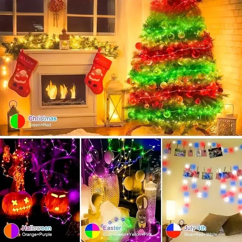 5M/10M/20M USB Christmas Fairy String Lights Bluetooth Remote Control Music Sync Waterproof Indoor Outdoor Garden Bedroom Decorative Lights