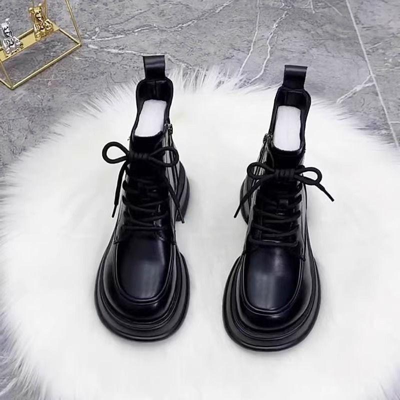 Thick-soled Martin boots women's autumn and winter 2025 new round-headed muffin bottom fashion versatile British style short boots fashion boots