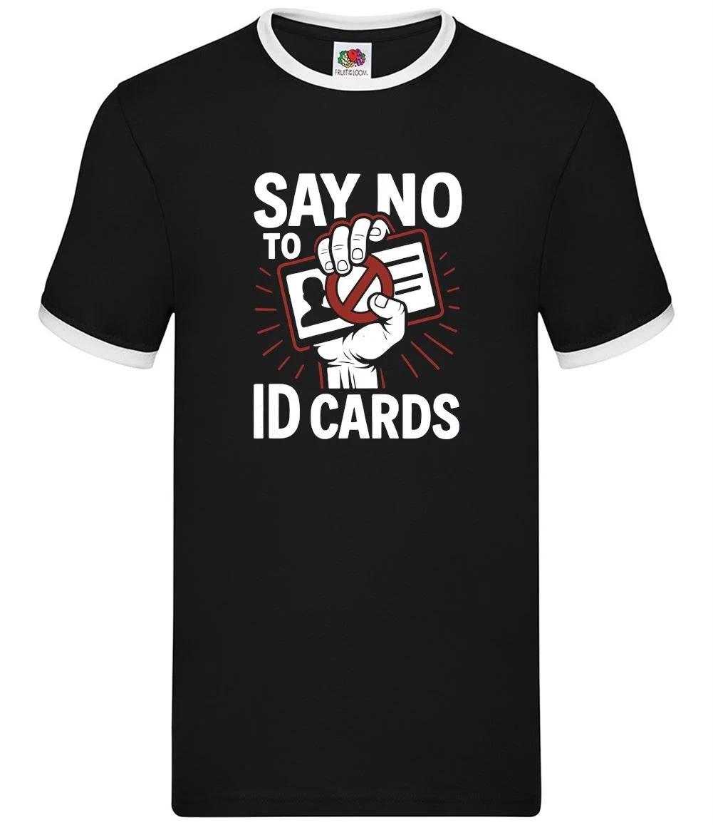 Say No To Digital ID Cards - Mens Ringer - Britcard UK Starmer Labour Anti XL