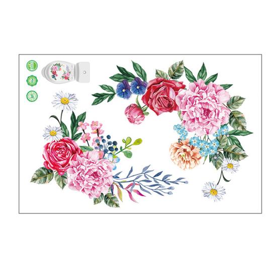 

Наклейка на унитаз, съемная водонепроницаемая наклейка с зеленым листом и цветочным рисунком на крышку унитаза для украшения дома, ванной комнаты