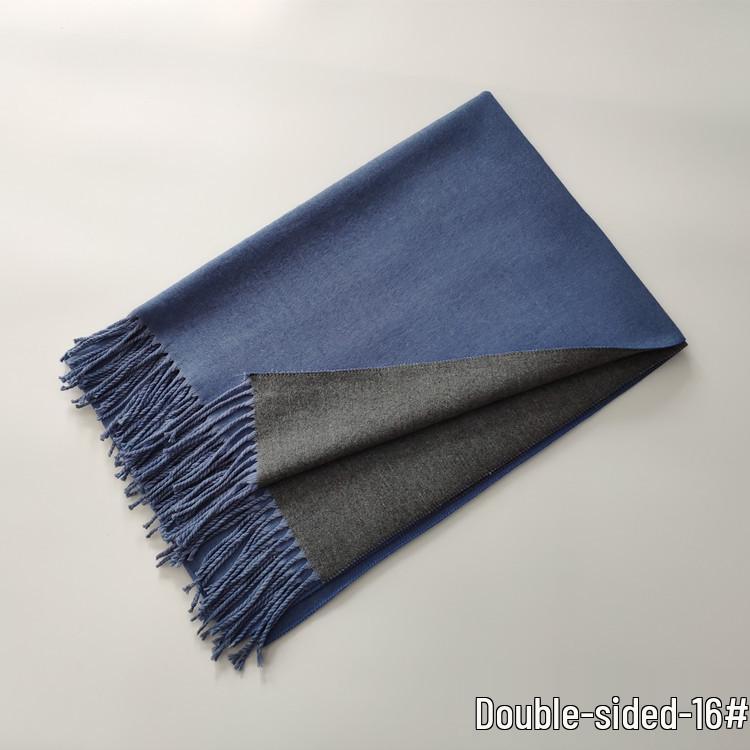 2024 Autumn/Winter Imitation Cashmere Double-Sided Red Scarf - Solid Color, Warm Shawl for Women, European & American Style.