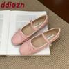 Fashion Pink Fashion Buckle Strap Women Mary Flats Shoes Female Butterfly-Knot Footwear Round Toe Ladies Flats Shallow Shoes Lady