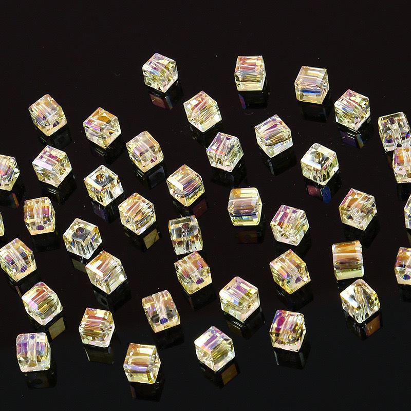 6-8mm Multi-Faceted High-Transparency Crystal Square Beads for Colorful DIY Jewelry Making