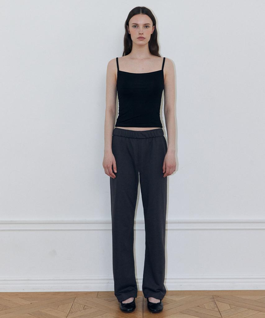 LADY VOLUME Straight Elastic Pants (D/Grey)