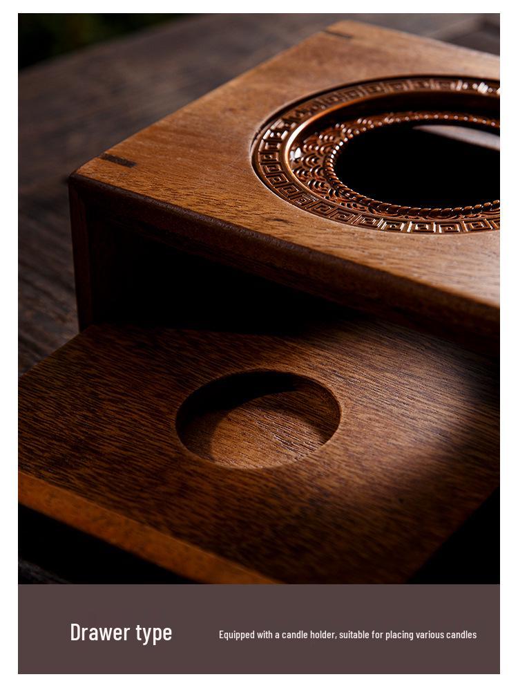 Walnut Wooden Teapot Warmer: Chinese Style Candle-Heated Tea Brewing Stove