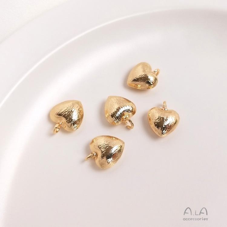 14K Gold-Filled Gebürsteter Herz- & Stern-Anhänger für DIY-Schmuck