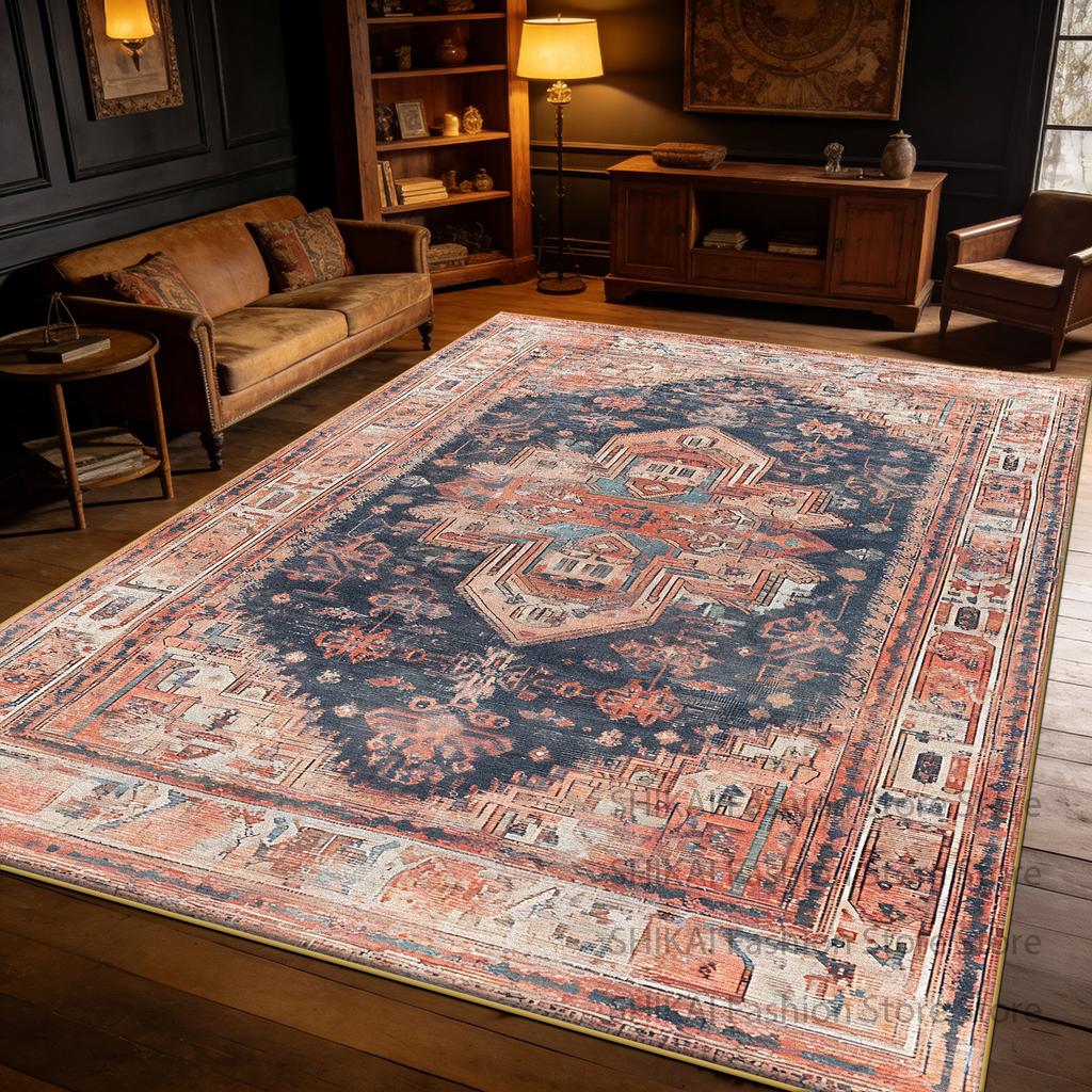 Light Brown Vintage Persian Large Living Room Carpet Decoration Home Easy Clean Soft Rug Easy Cleaning Fluffy Coffee Tables Mats