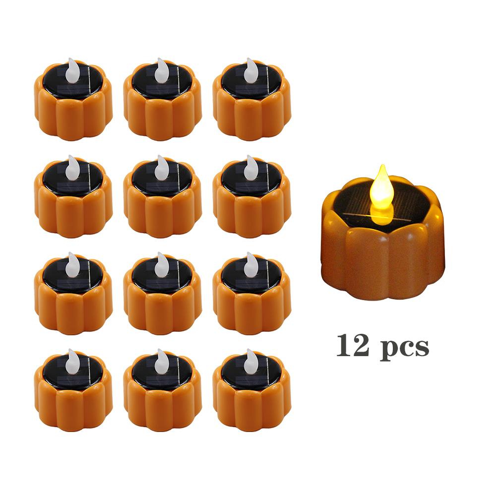 Pumpkin Solar Tea Light LED Candle Light Outdoor Waterproof Energy Electronic Flickering Solar Lamp Garden Halloween Home Decor