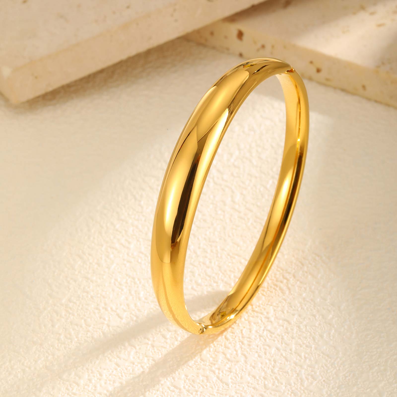 

High Quality Oval Openable Bangle Bracelet for Women,18K Gold Plated Stainless Steel Smooth Bracelets,Trendy Jewelry Gifts