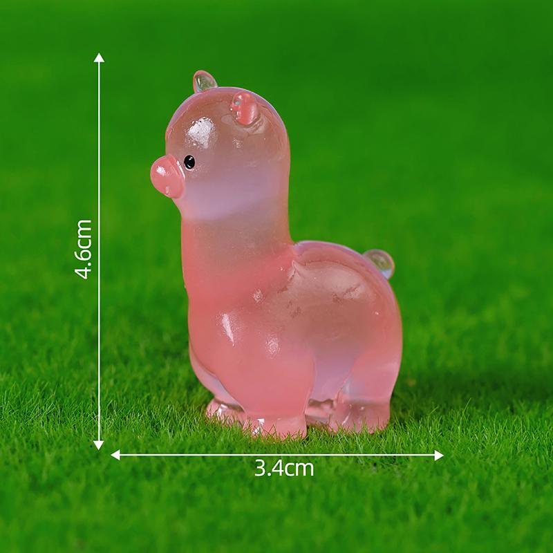 Glow In Dark Simulated Alpaca Decorative Accessories Environmental Resin Car Ornaments Mini landscape