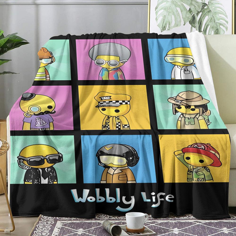W-Wobbly Life Throw Soft Flannel Throw Summer Blanket Lightweight Cozy Nap Blanket for Sofa Bed Travel 75cmx90cm
