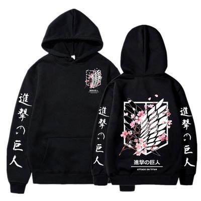 Sweat à capuche style anime japonais Attack on Titan, imprimé graphique, streetwear Harajuku, unisexe