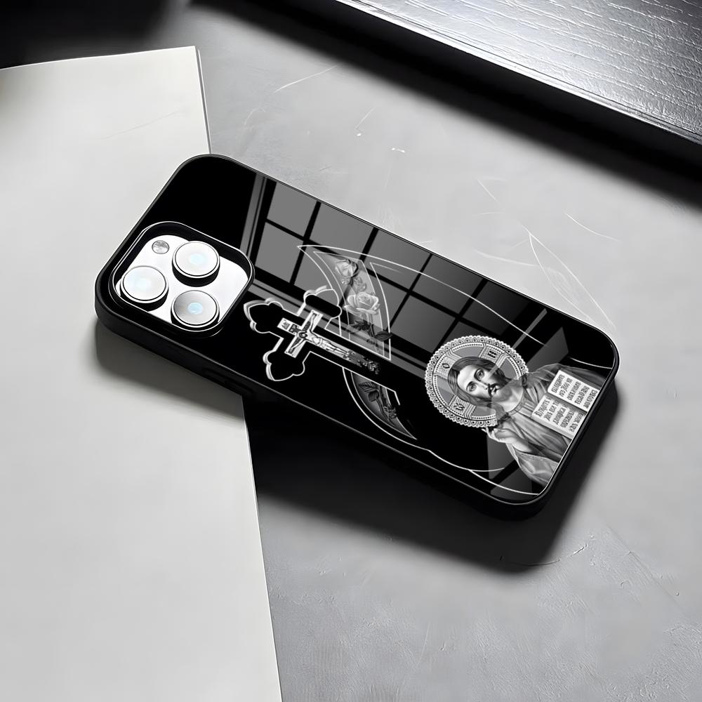 

Orthodox Cross Icon Phone Case For IPhone 17 Pro Max 15 Pro 16 14 Plus 12 13 Mini 11 Pro Shockproof Glass Cover iPhone 17Pro