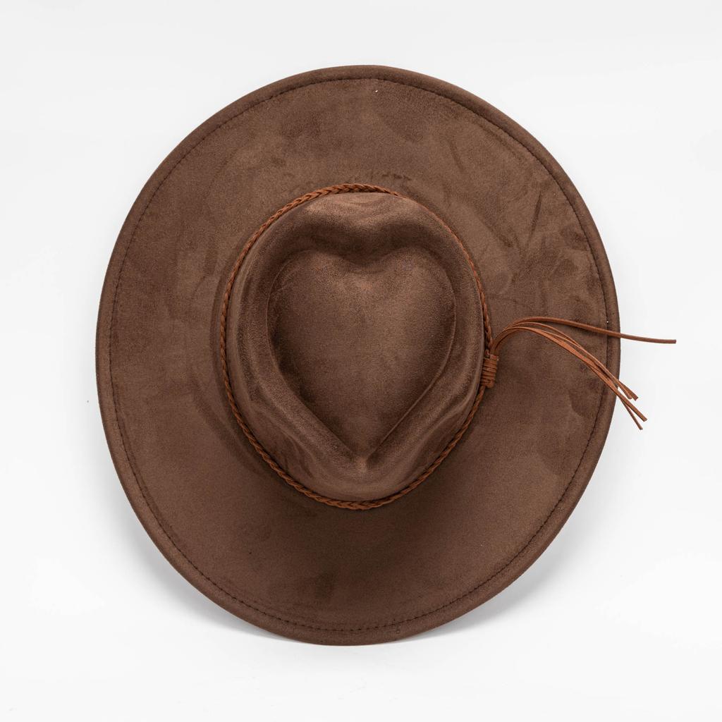 New love top suede top hat hemmed jazz hat wide brim fashion light board peach heart hat