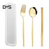 Stainless Steel Flatware Kit Korean Style Dust Proof Chopsticks Fork Spoon Dinner Set