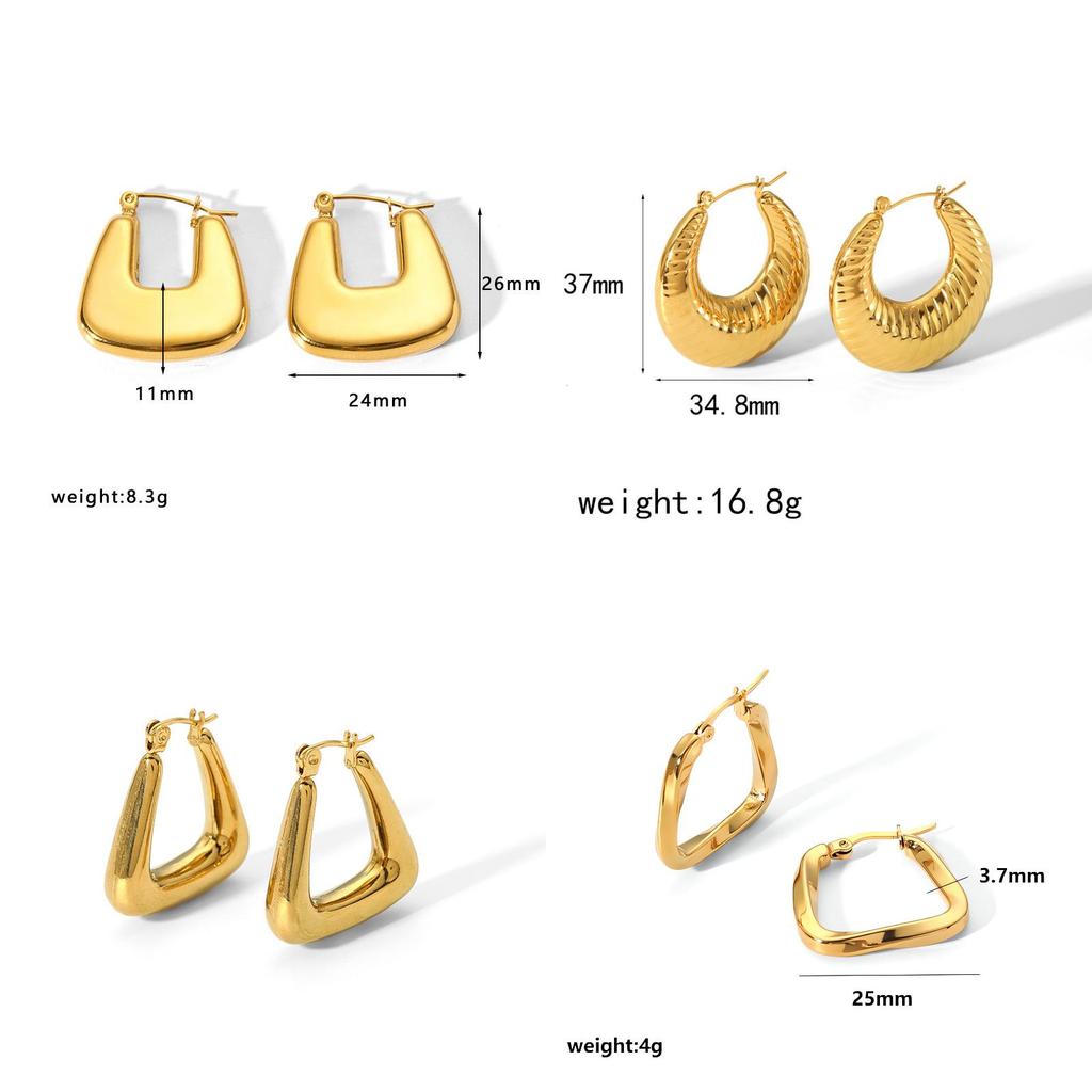 Geometric Gold Stainless Steel Earrings For Women Fashion Jewelry Gift For Ladies