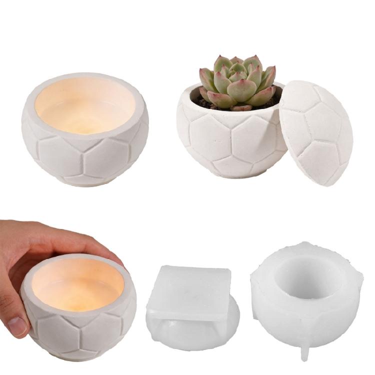 Soccer Shape Silicone Candle Molds Football Resin Jar Mould With Lid For Crafting Candle Soaps And Festival Decoration