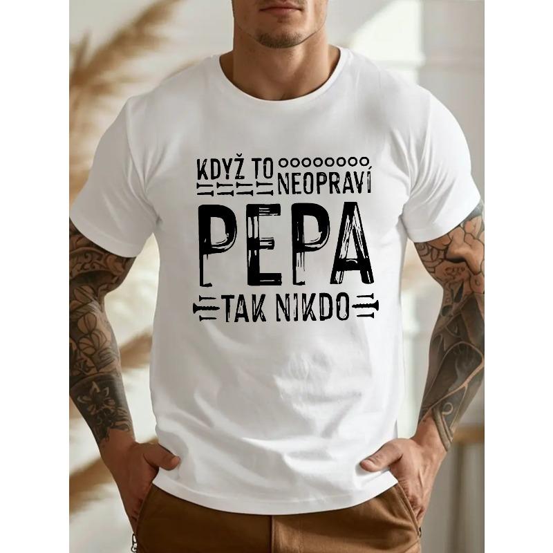 

European sizes Plus Size Men S T-Shirt with a Fun Czech Crinkle Design 4XL білий