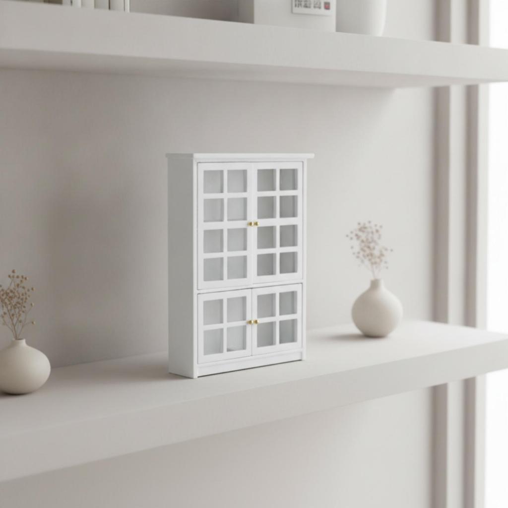 1:12 Scale Dollhouse Cabinet White MDF Display Realistic for Tabletop Displays