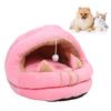 Cat House Ultra Soft Removable Washable Cute Ears Cushioned Hooded Cat Cave Bed for Indoor Pink