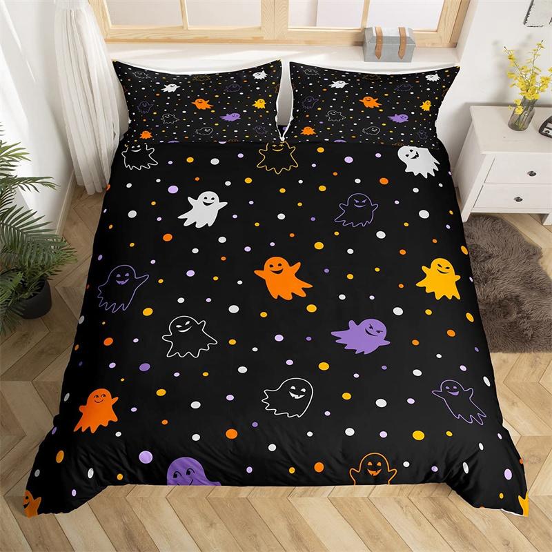 Halloween Duvet Cover Queen Boys Trick or Treat Bedding Set For Kids Teen Room Decor Microfiber Soft Sugar Skull Comforter Cover
