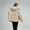 Autumn and winter new fashionable large size loose European version pressed rubber hooded white duck down jacket women's coat tide
