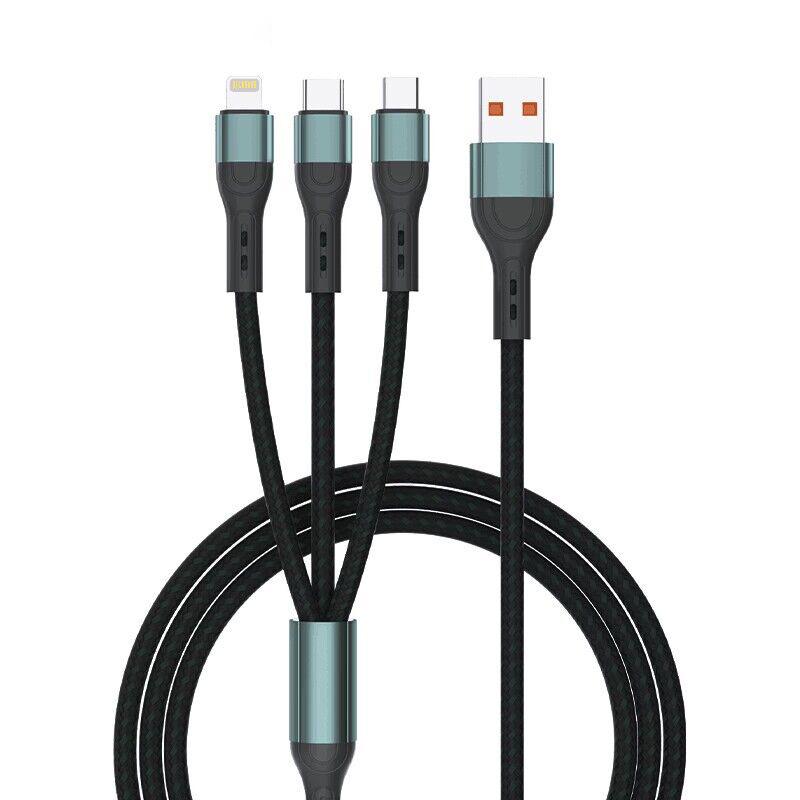 Rhinoceros 120W 3-in-1 Fast Charging Cable for Apple & Type-C Devices