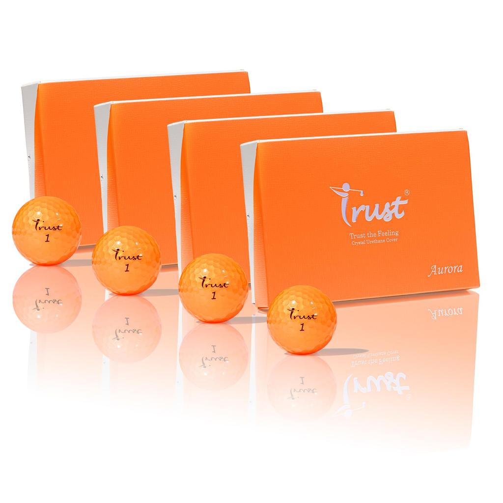 Trust Golf Ball Aurora Crystal Urethane Reactive Core 4 Dozen Aurora Orange - Unique, Eye-catching, Flying, Straight, Stopping, Cover, 3-Piece (Tour
