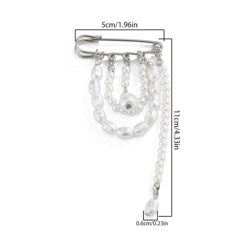 

Trendy Imitation Pearl Tassel Chain Brooches Vintage Design Suit Pin Waist-shaping Fixed Pin Party Jewelry Accessories Gifts