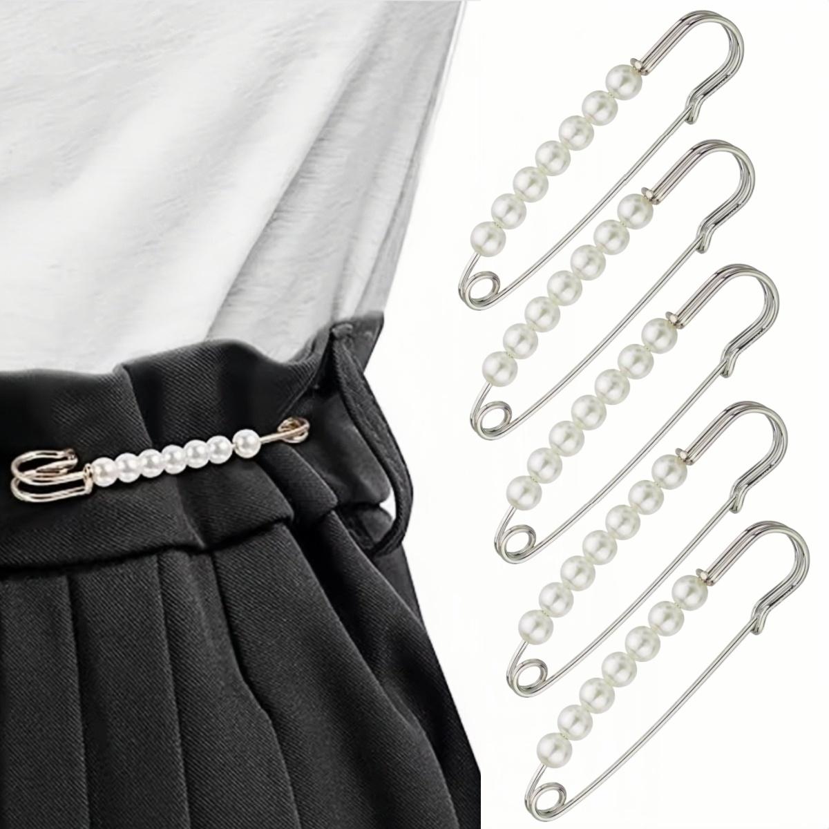 

5PCS Faux Pearl Brooch Pins 2.95in Sweater Shawl Clip Safety Pins for Women Clothing Dress Pants Skirt Dressing Accessories