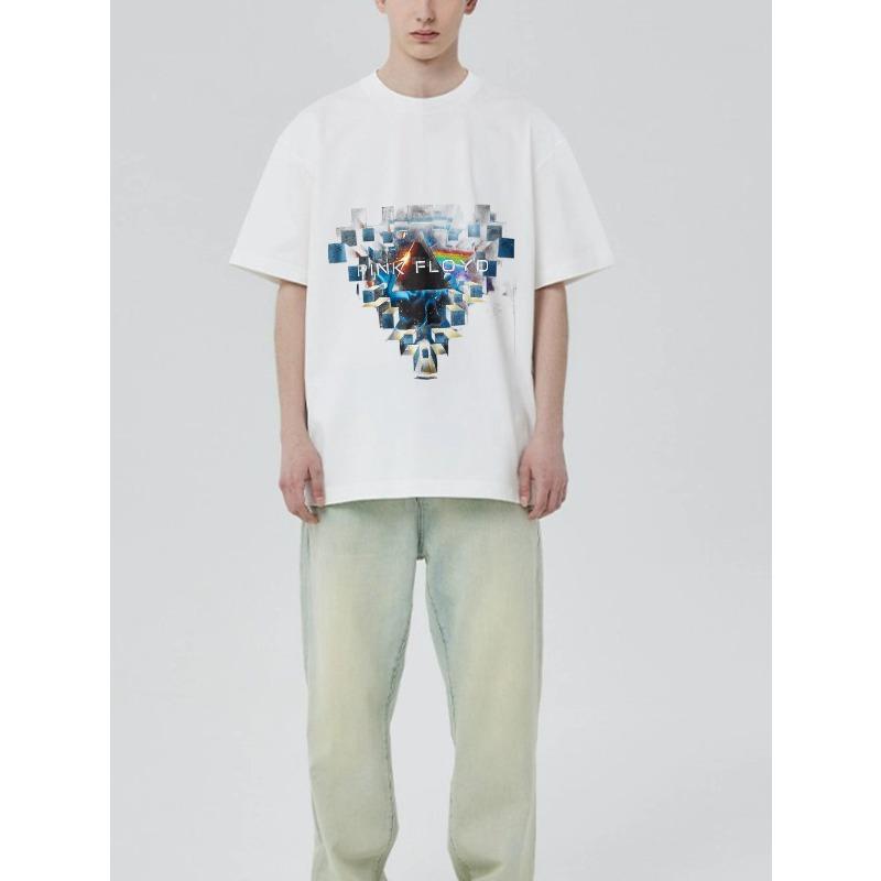 Pink Floyd Black T Shirt with Prism and Rainbow Print for Music Fans and Casual Wear