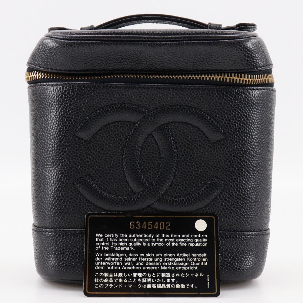 CHANEL Vanity Pouch A01998 COCO Mark black leather Women Used