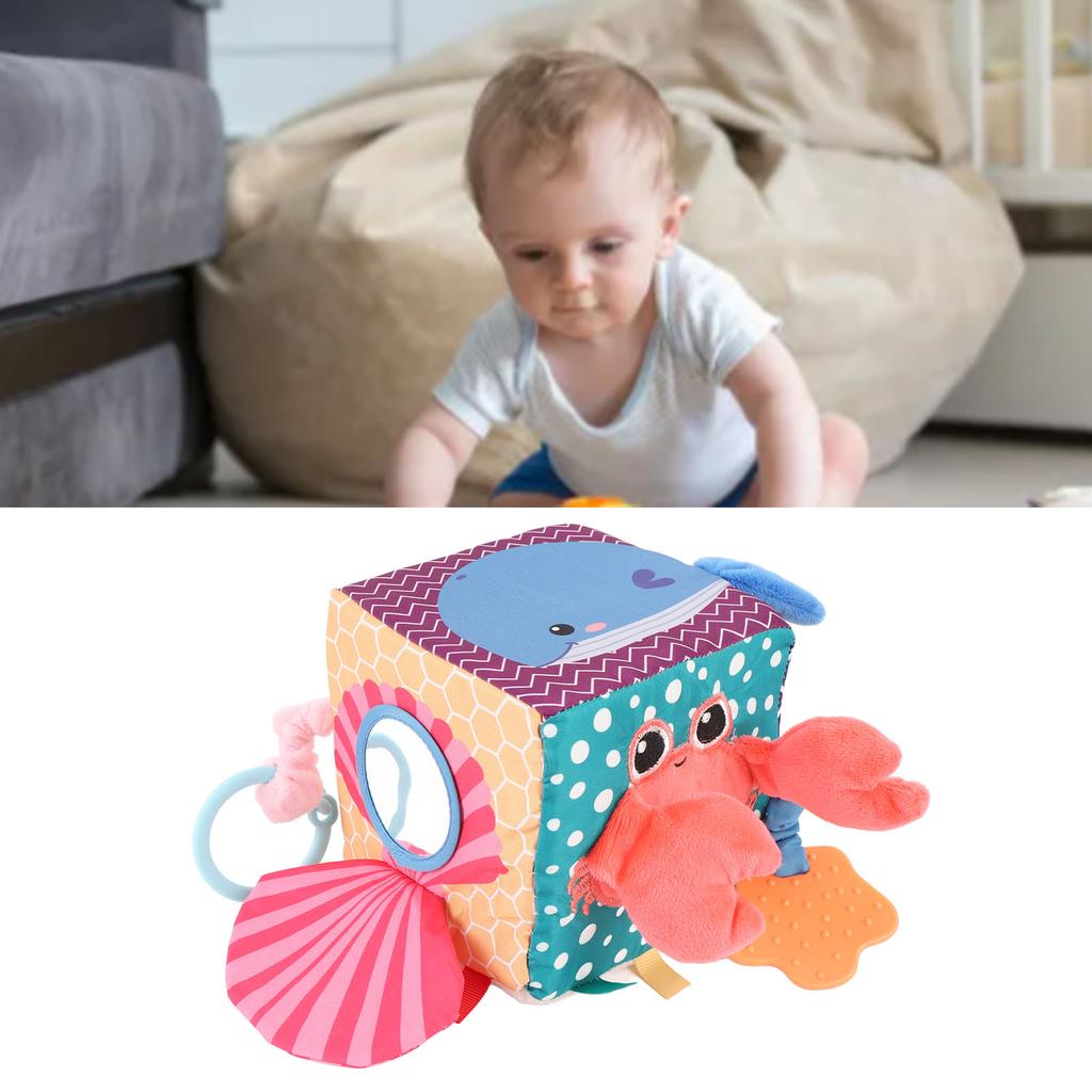 Baby Soft Cube Soothing Hand Rattle Ball Soft Rich Colors Baby Cloth Activity Toy for Crib