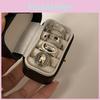 Open Trendy Adjustable Geometric Ring Design With Vintage Heart And Black Zircon Women For